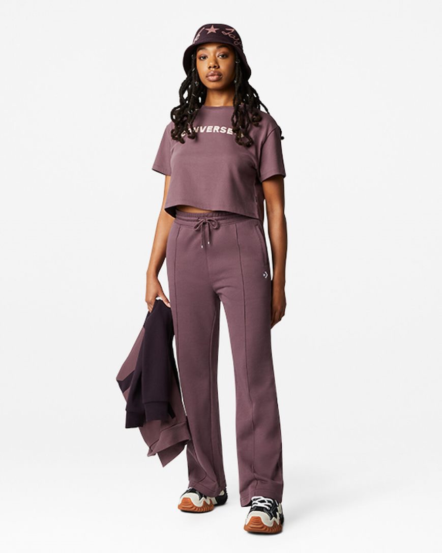 Women's Converse Wide Leg Knit Pants Purple | AU 09C16H